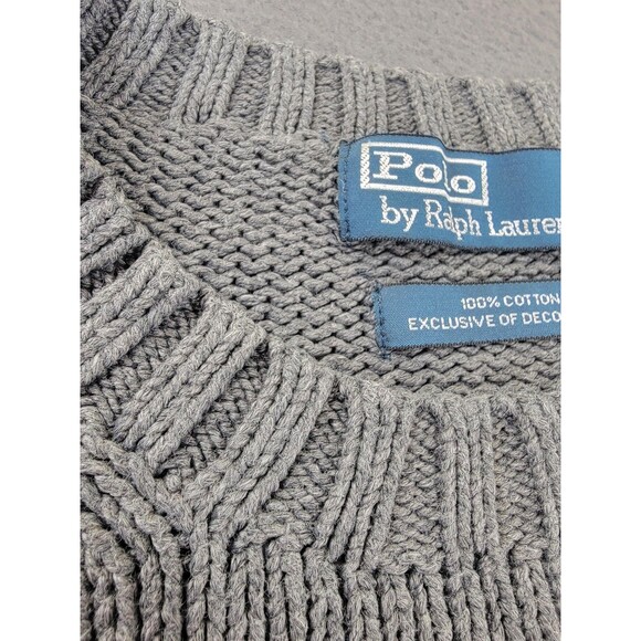 Polo Ralph Lauren Sweater Mens 2XL Gray Cotton Crewneck Pullover Knit Pony Logo - Picture 3 of 11